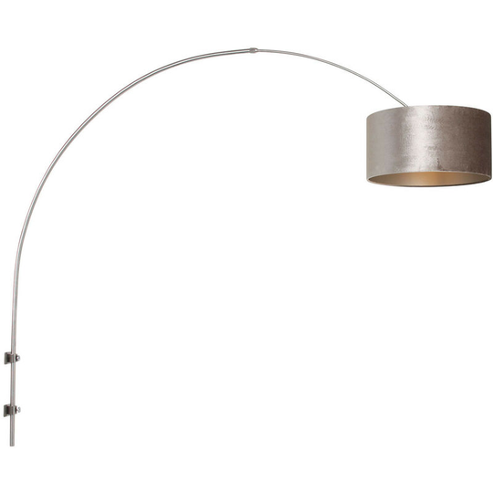 Sienna Sparkled Light Wall Lamp with Shade Brushed Steel, Velvet Silver