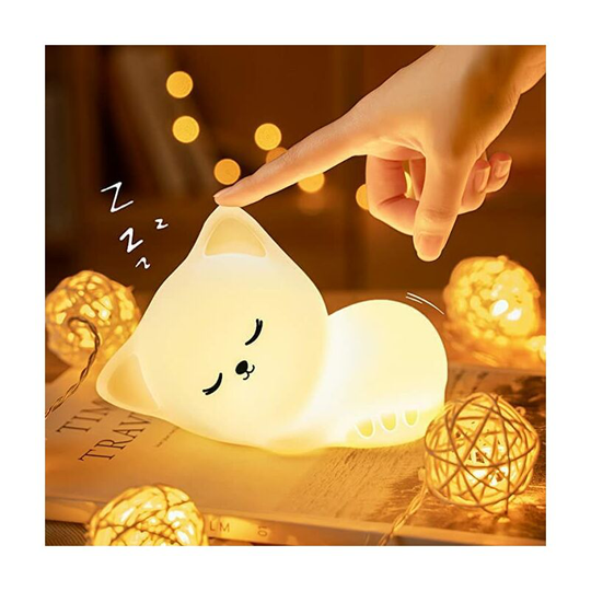 Aougo - Baby Night Light Kawaii Kids Night Light Decor Girl Bedroom, 16 Colors Cat Night Light Baby Night Light Kids Bedside Lamp, Baby Night Light