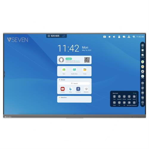 V7 IFP6502-V7PRO interactive whiteboard 165.1 cm (65") 3840 x 2160 pixels Touchscreen Black USB / Bluetooth