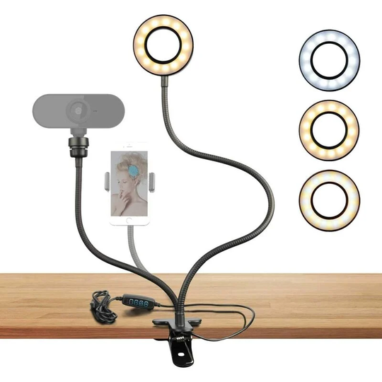 Bearsu - Webcam Ring Light Stand for Live Broadcast Selfie Ring Fill Light with Webcam Stand Use on Youtube, Online Chat, Facebook