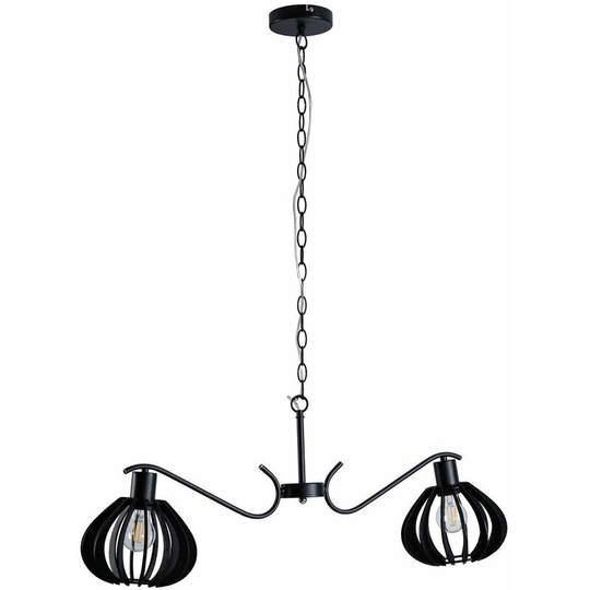 Keter Rona Wire Frame Pendant Ceiling Light Black, Gold, 99cm, 2x E27