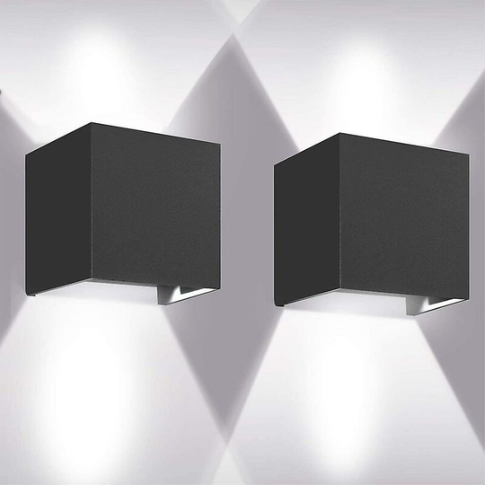 2 Pack led Indoor Wall Lights 12W IP65 Waterproof Outdoor, Adjustable Beam Angle, Modern Wall Sconce, Cool White for Living Room (Black)