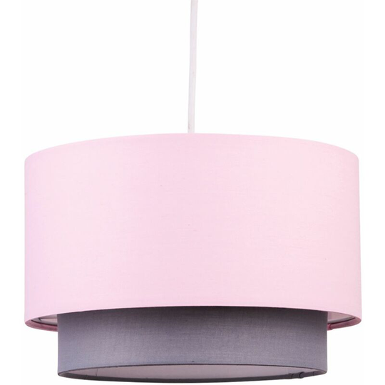 First Choice Lighting - Pink & Grey 2 Tier Light Shade - Pink cotton