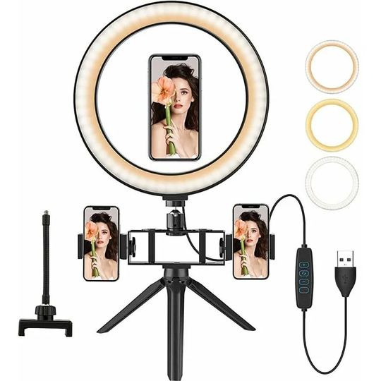 Briday - led Ring Light with Tripod, Ring Light with Remote Control, Ring Light 3 Lighting Modes and 10 Brightness Levels for Photo Youtube Video