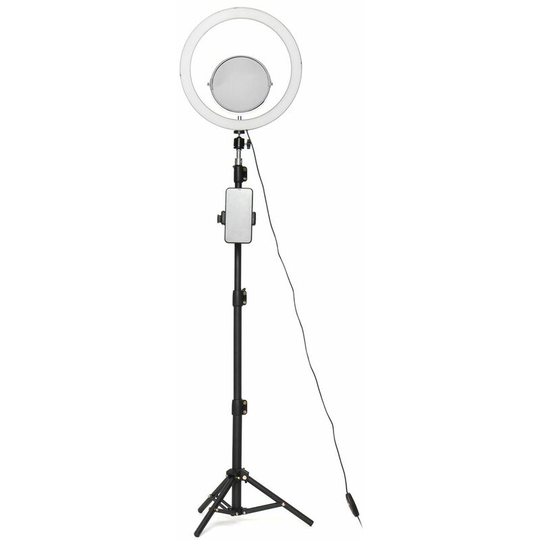 Drillpro - Beauty Makeup Lamp with Selfie Mirror bluetooth - 3 Lights Tripod Remote Control Phone Holder washed