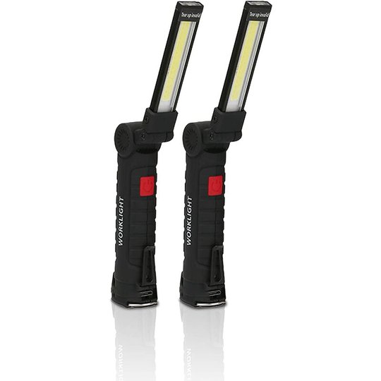 Usb Rechargeable Flashlight Torch led Work Light Portable Magnetic cob Hanging Hook for Outdoor Camping Repair Lamp (2PCS Small)
