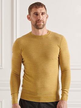 Superdry Studios Merino Crew Knit - Yellow, Yellow, Size S, Men