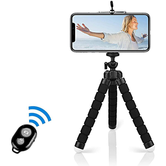 Portable Tripod Mini Flexible Bluetooth Tripod with 360° Remote Control with 1/4' Screw for iPhone 8/8 Plus/7/7 Plus, Galaxy S7/S7 Edge, Honor,