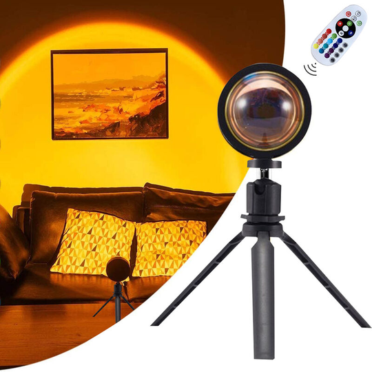 Devenirriche - Sunset Projector led Rainbow Projection Light usb Sunset Lamp Projector Romantic Visual led Light with 16 Colors Modern Floor Stand