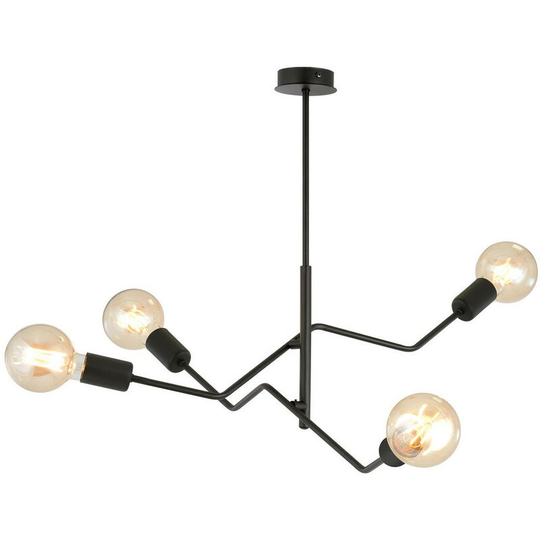 Emibig Frix Black Multi Arm Semi Flush Ceiling light 4x E27