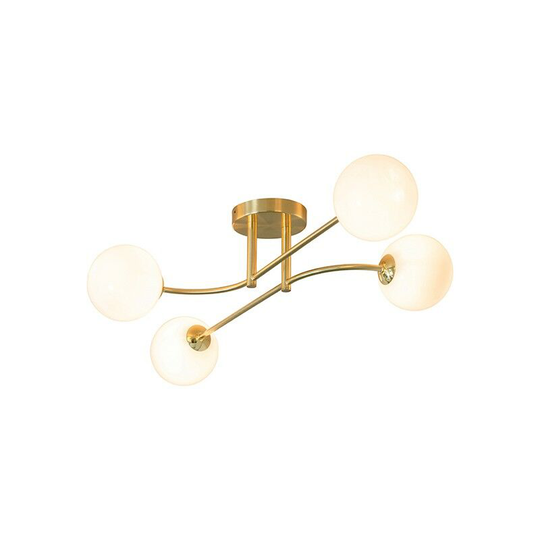 Endon Lighting Otto - Semi Flush Satin Brushed Gold Effect Plate & Gloss Opal Glass 4 Light Dimmable IP20 - G9