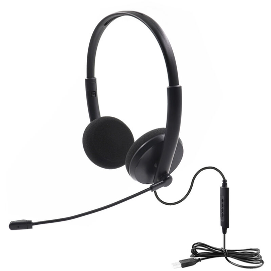 Usb headset with noise canceling microphone suitable for computers