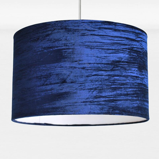 First Choice Lighting - Navy Crushed Velvet Easy Fit Light Shade - Crushed navy velvet
