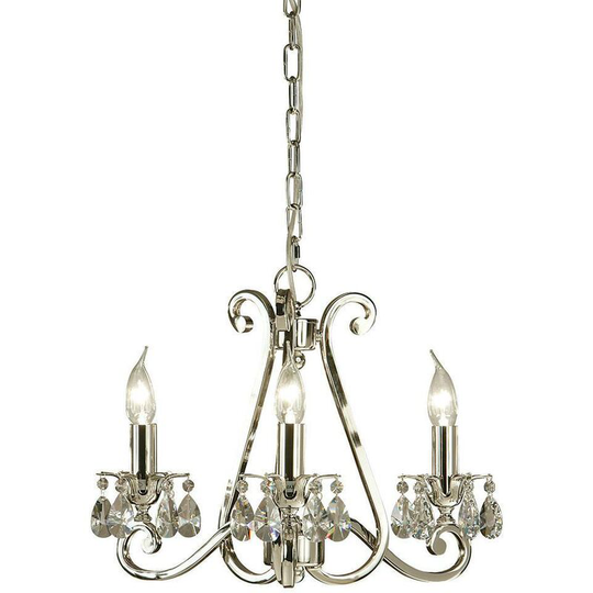 Interiors 1900 Lighting - Interiors - 3 Light Multi Arm Ceiling Pendant Chandelier Polished Nickel, E14