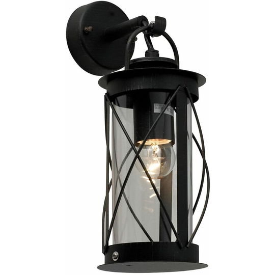 First Choice Lighting - Neptune - Black Outdoor Wall Lantern Light - Black and clear pc