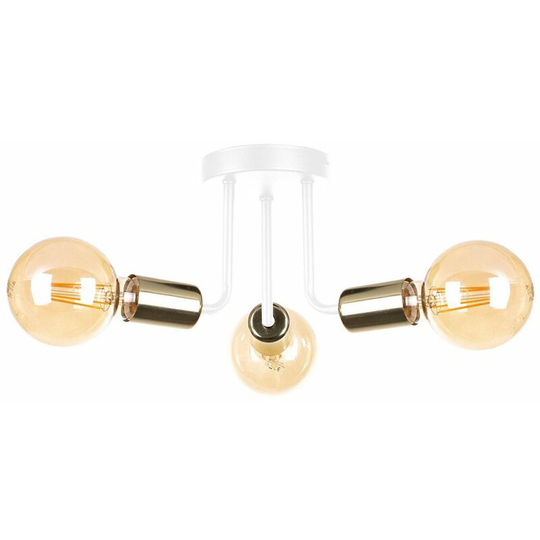Keter Luna Multi Arm Semi Flush Ceiling Light White, Gold, 25cm, 3x E27
