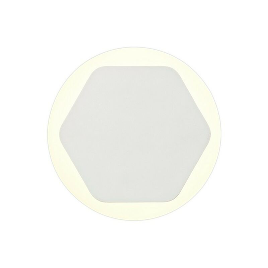 Magnetic Base Wall Lamp, 12W led 3000K 498lm, 15, 19cm Horizontal Hexagonal Centre, Sand White, Round Acrylic Frosted Diffuser - Luminosa Lighting