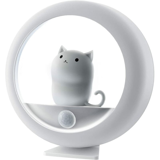 Aougo - Rechargeable Motion Sensor Night Light - Magnetic Nightlights Adjustable Brightness Stick-Anywhere Cat Lamp for Wall Bedroom Closet Stairs