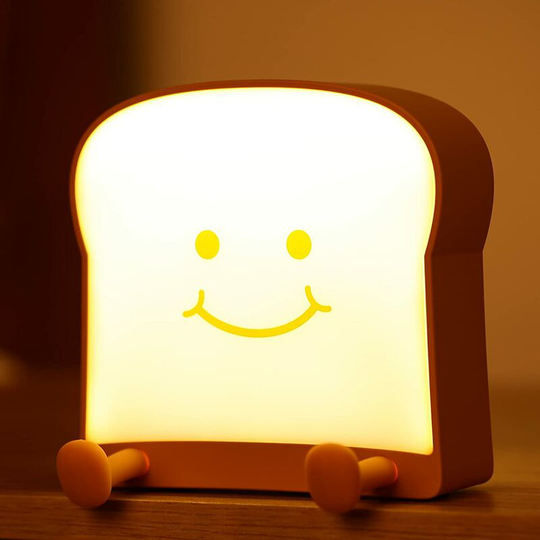Kid's Night Light - Cute Bread Lamp Portable Night Lamp with Wood USB Rechargeable for Kids Boys Girls (Playing)