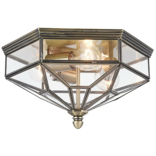 Zeil Flush Ceiling Lamp Bronze, 3 Light IP43, E27