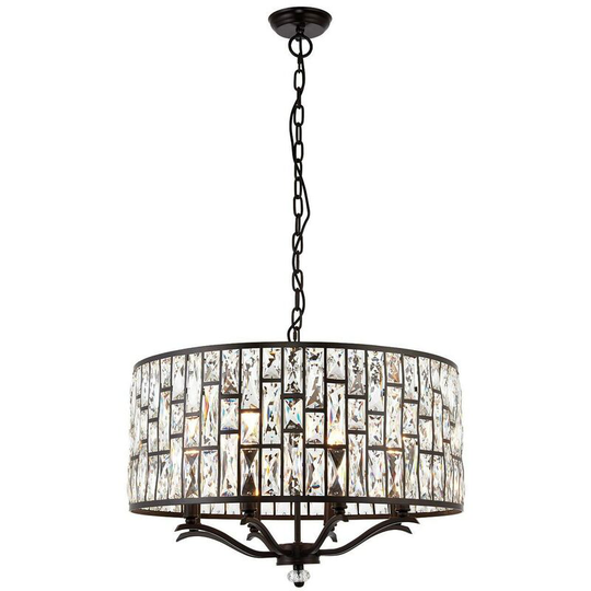 Endon Collection Lighting - Endon - 8 Light Ceiling Pendant Dark Bronze, Clear Crystal, E14