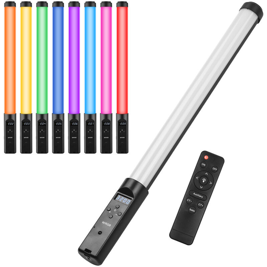 Asupermall - Handheld rgb Tube Light led Video Light Wand 3200K-5500K Dimmable 9 Colorful Lighting Effects Built-in Battery with Remote Control for