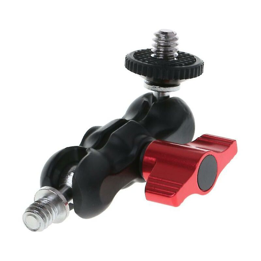 Double Ball Head Shoe Mount Adapter Magic Arm 1/4' Screw Portable gps Phone