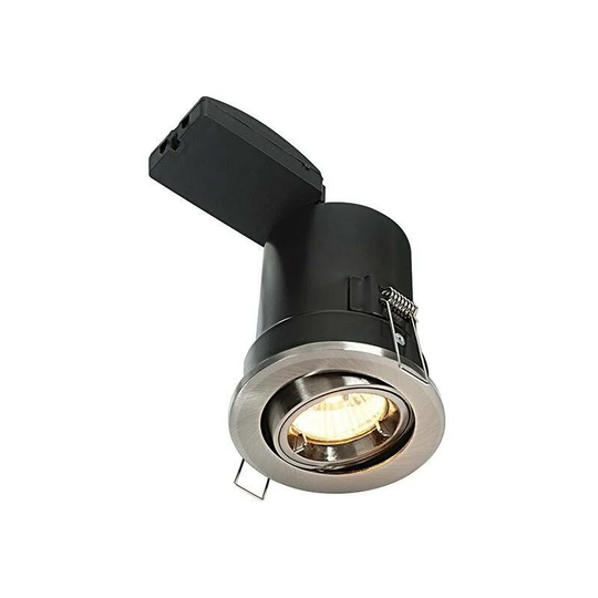 Saxby Lighting - Saxby Shieldplus Mv - Fire Rated 1 Light Recessed Tilt Downlight Satin Nickel Plate, GU10