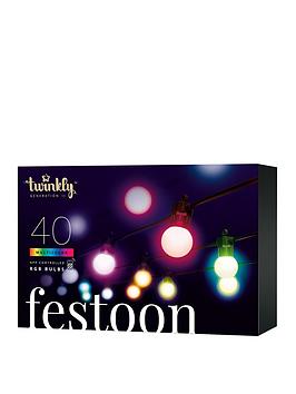 Twinkly Festoon Lights, 40 Rgb G45 Bulbs, 0,5 Meter Distance Extension Kit, Bt+Wifi, Gen Ii, Ip44