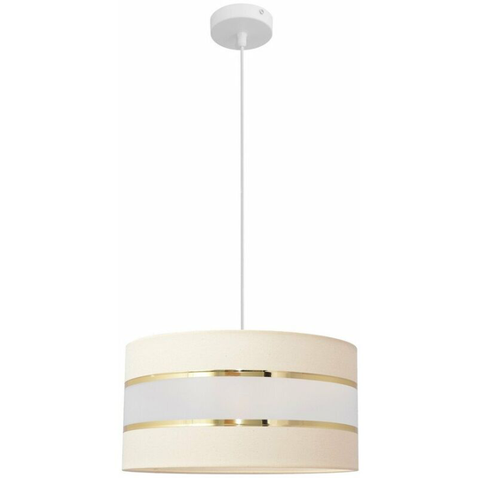 Helam Helen Cylindrical Pendant Ceiling Light Ecru, Gold, White 40cm