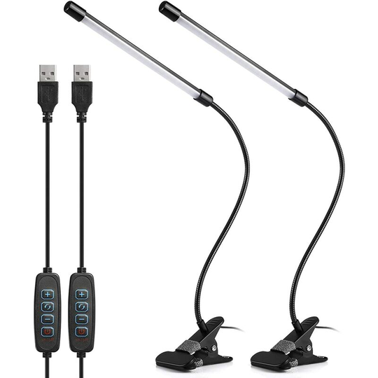 Aougo - led Desk Lamp, Dimmable Reading Lamp with usb Charging Port, 10 Brightness Levels 3 Light Modes, Clip-on Table Lamp, Adjustable led Desk Lamp
