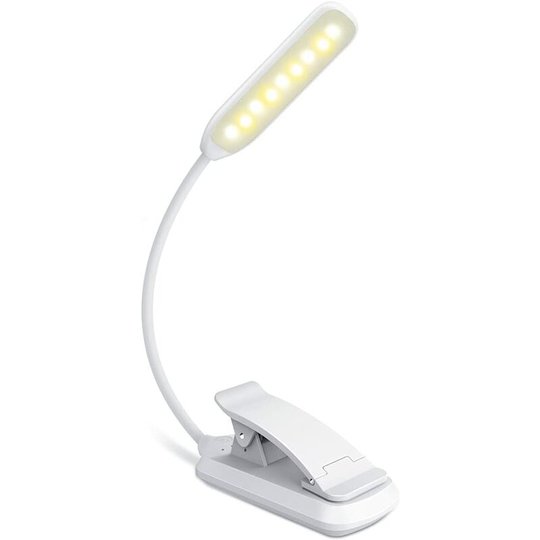 Aougo - led Reading Light, Rechargeable Reading Light Lamp in 3 Brightness Modes (Cool White/Warm Yellow), Dimmable Reading Light for Book in Bed,