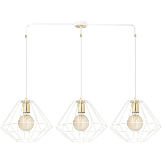 Emibig Lighting - Emibig Alteo White Wire Frame Pendant Ceiling Light 3x E27