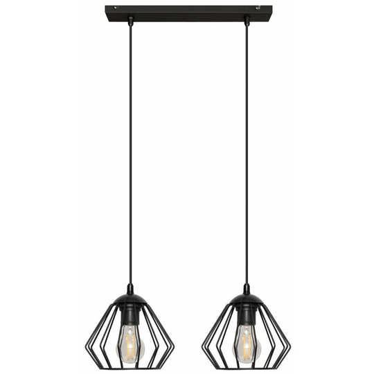 Helam Agat Straight Bar Pendant Ceiling Light Black 40cm