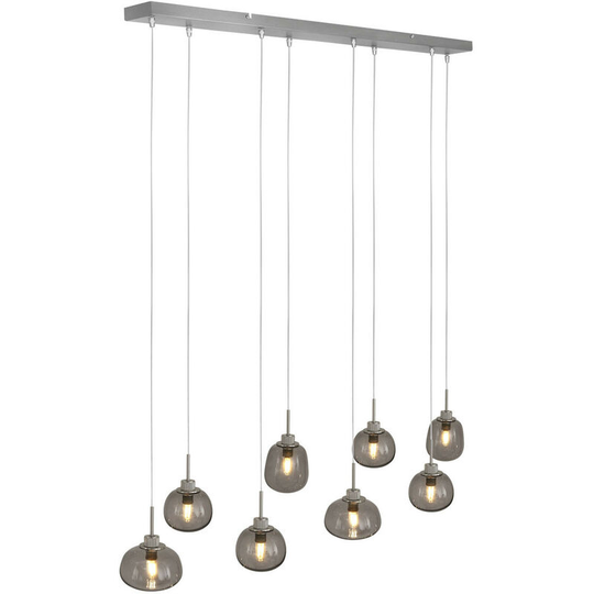 Sienna Lighting - Sienna Bollique Led Cluster Pendant Ceiling Light Brushed Steel, Transparent Grey Glass