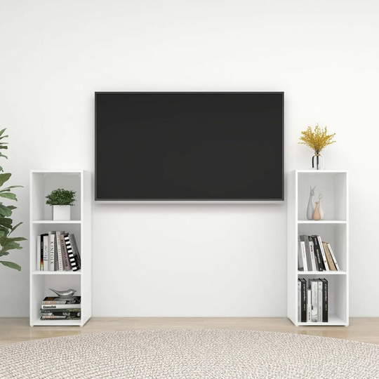Topdeal - tv Cabinets 2 pcs High Gloss White 107x35x37 cm Chipboard FF3079913_UK