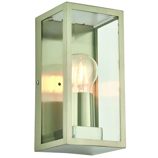 Saxby Breton - Outdoor Wall Lantern 1 Light Wall IP44 28W Brushed Stainless Steel