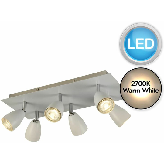 Matt White 6 Light LED Spotlight - Matt white paint