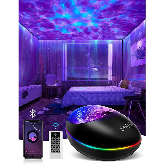 Muff - Projector Lamp, 8 Light Modes Skylight Star Projector Aesthetic Room Decor for Bedroom Decor, Black