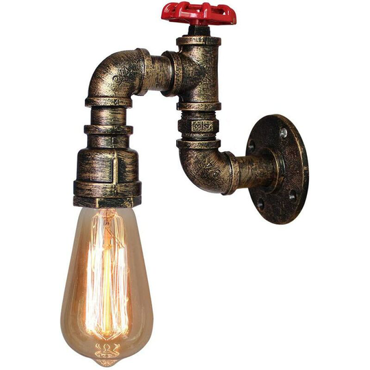 Aougo - Retro Industrial Water Pipe Wall Sconce E27 with Vintage Style Creative Wind Lighting Decorations (Bronze-1pcs)