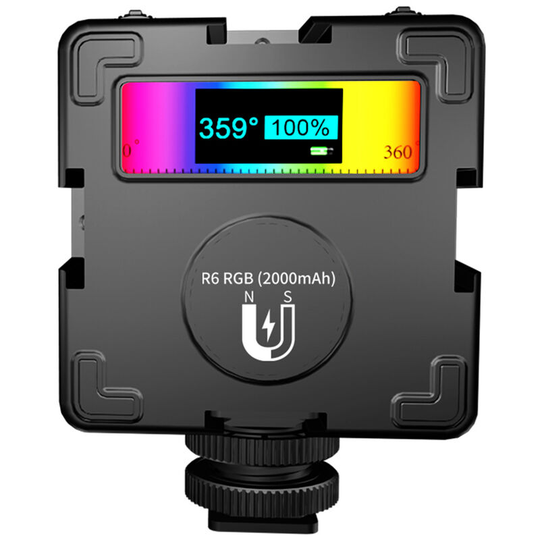 Superseller - rgb Video Light rgb 360°Full Color led Camera Light with 3 Cold Shoe 20 Scene Modes 2500K~8500K 2000mAh Rechargeable Battery