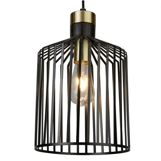 Searchlight Bird Cage - 1 Light Cage Ceiling Pendant Antique Brass, Matt Black, E27