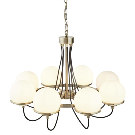 Searchlight Sphere - 8 Light Multi Arm Ceiling Pendant Chrome, White, E14