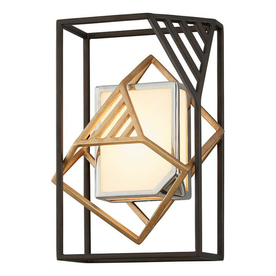 Cubist 1 Light Wall Sconce Bronze Gold Leaf And Stainless, Acrylic, 2700K
