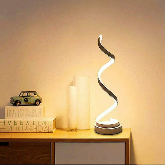 Aougo - Spiral led Table Lamp, Curved led Desk Lamp, Modern Minimalist Design, 12W Warm White Light, Creative Acrylic led Modeling Lamp Perfect for
