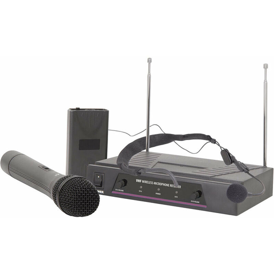2 Channel Wireless Microphone Receiver System vhf Handheld Headset Karaoke Radio