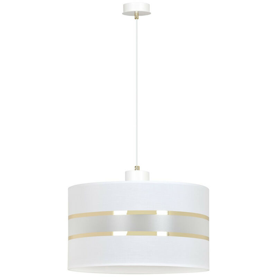 Emibig Mogi White Cylindrical Pendant Ceiling Light with Black, Gold Fabric Shades, 1x E27
