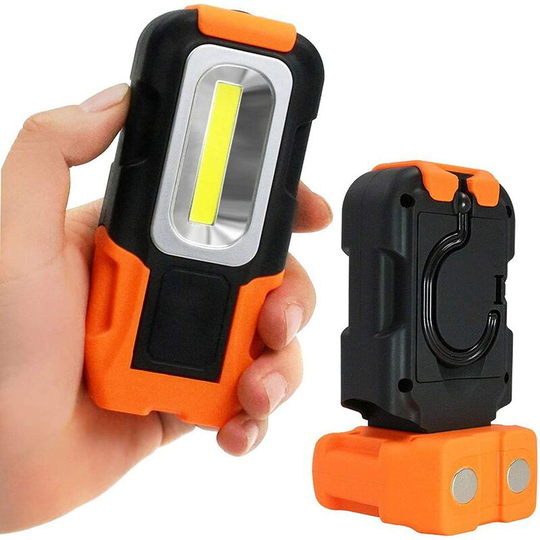 Rechargeable Work Light, Battery Powered Magnetic led Flashlight, Portable Work Light with Hook, 3W High Brightness, Battery Not Included