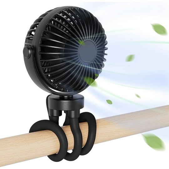 USB Fan Stroller Fan with 3 Adjustable Speed Flexible Tripod Rechargeable Battery Mini Portable Fan for Camping Car Seat Sports Stroller