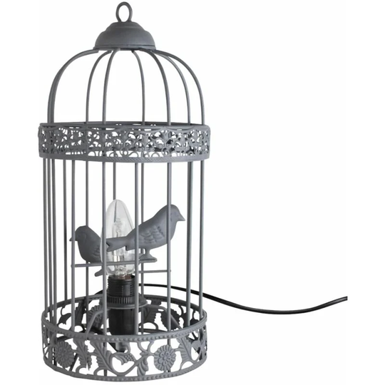 First Choice Lighting - Grey Birdcage Table Lamp / Bedside Light - Matt grey paint